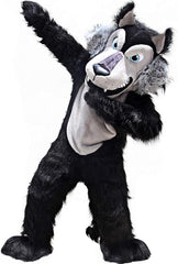 FurryWu Black Wolf Mascot Costumes Carnival Party Cosplay Suit
